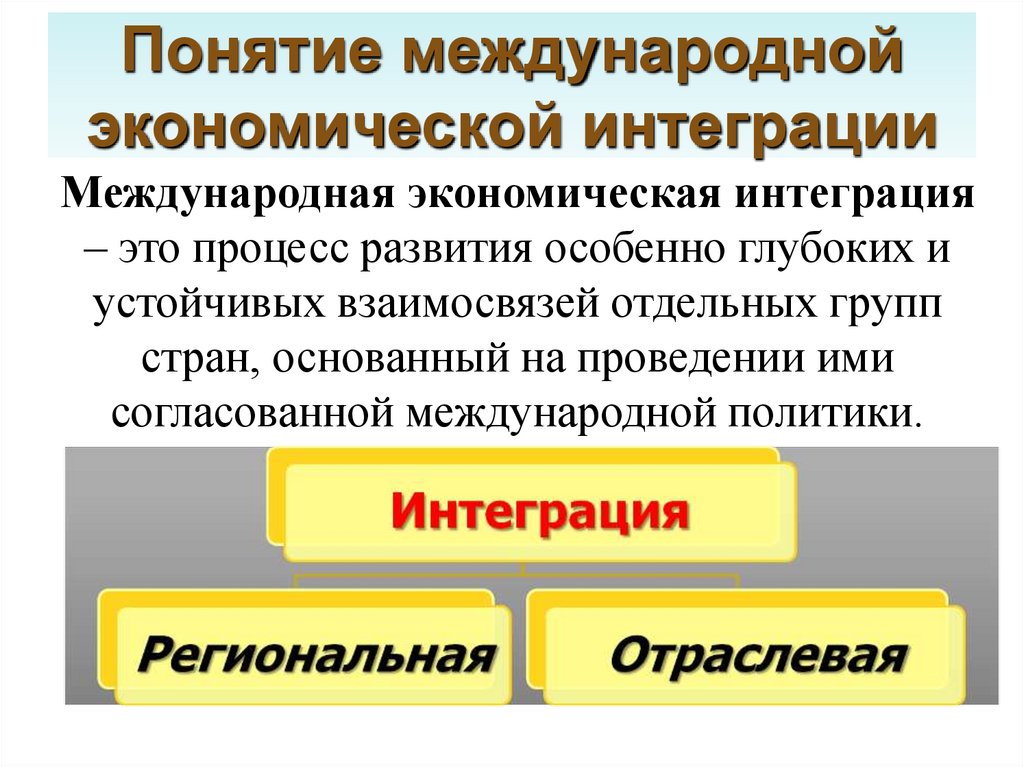 Понятие международной экономической интеграции