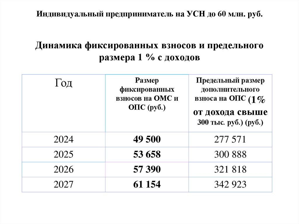 Индивидуальный предприниматель на УСН до 60 млн. руб.