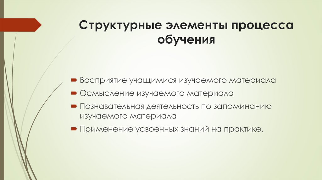 Структурные элементы процесса обучения