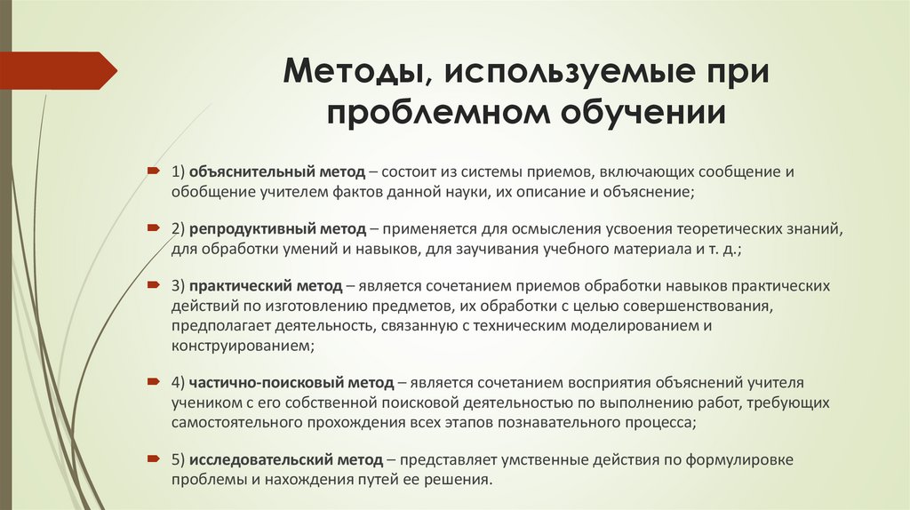 Методы, используемые при проблемном обучении