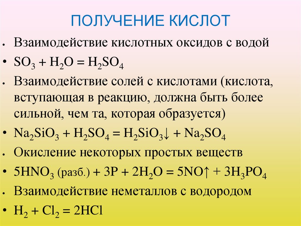 ПОЛУЧЕНИЕ КИСЛОТ