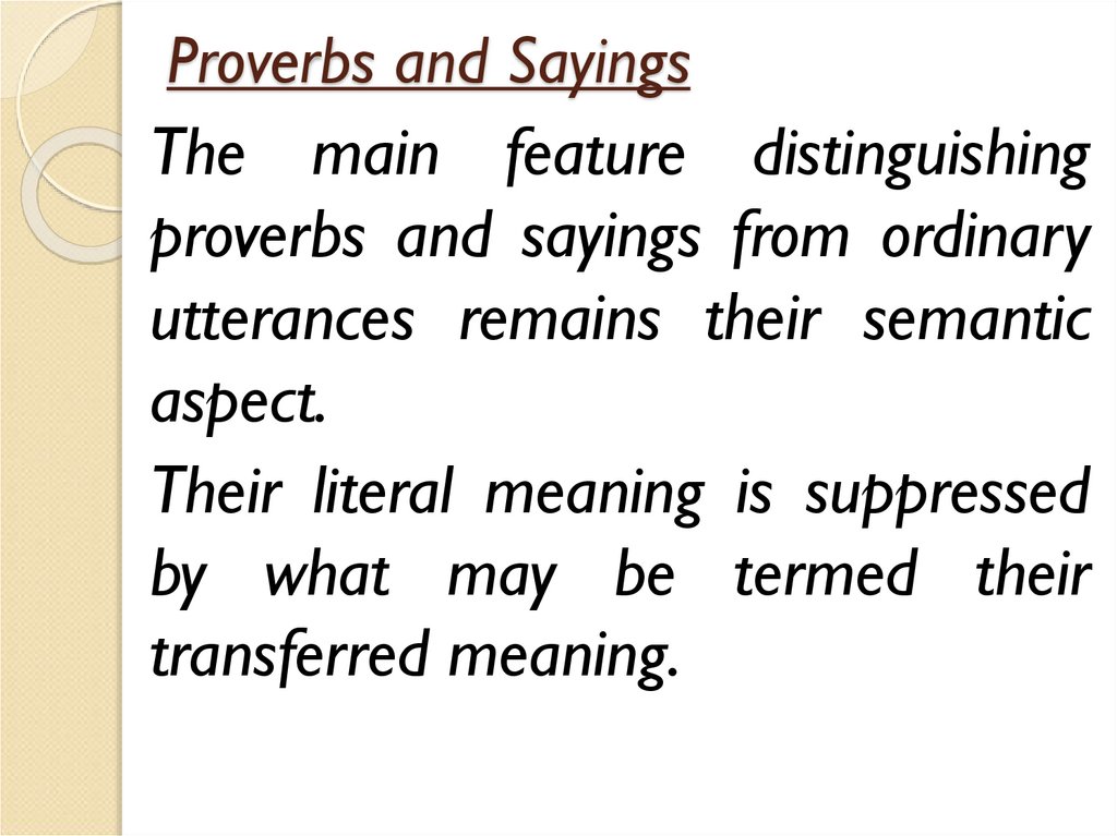 Proverbs and Sayings