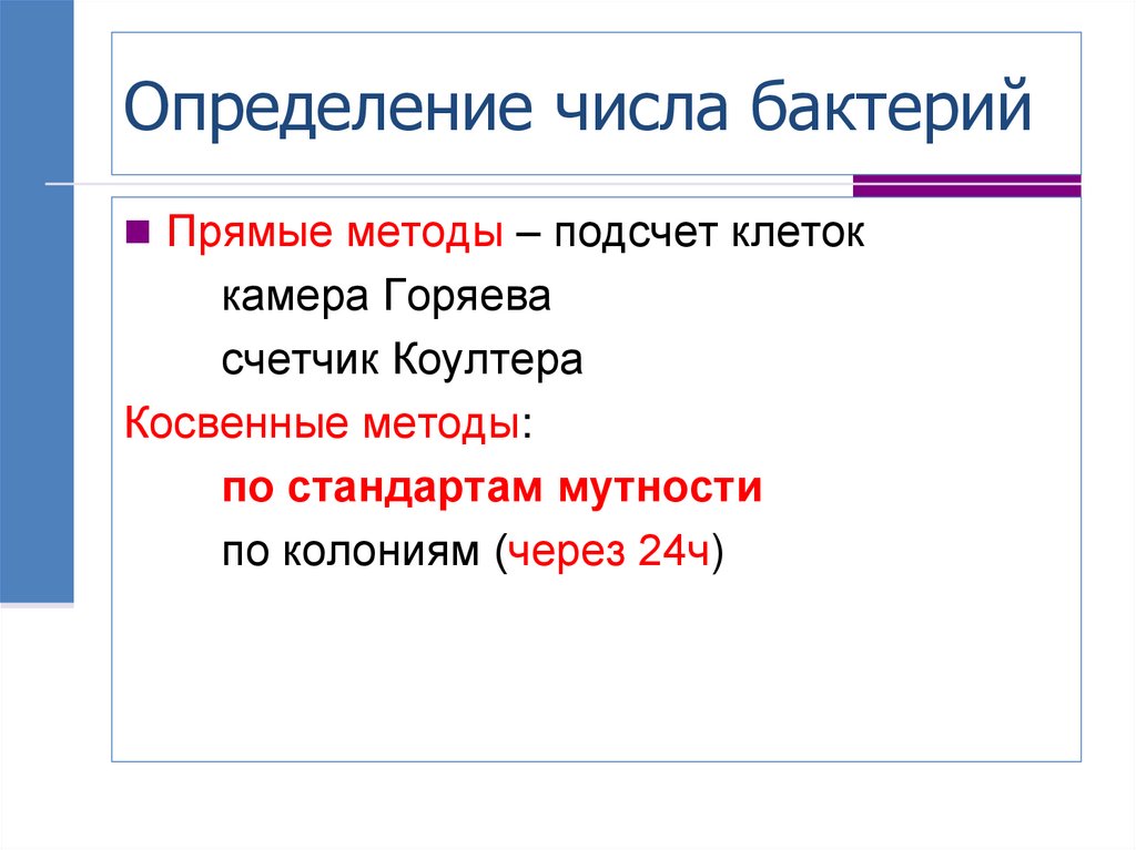 Определение числа бактерий