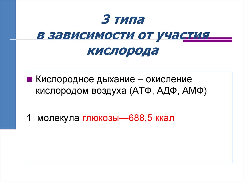 3 типа в зависимости от участия кислорода