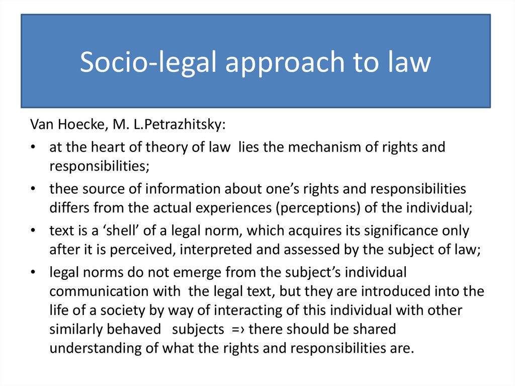 Socio-legal approach to law