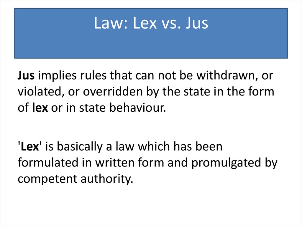 Law: Lex vs. Jus