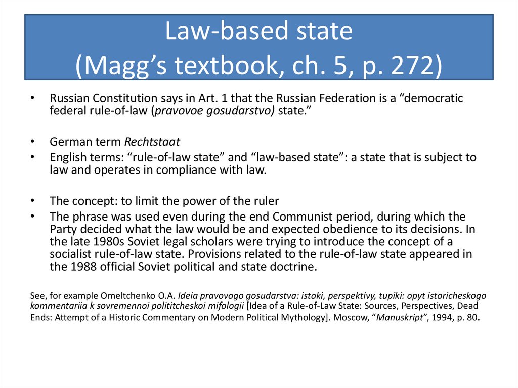 Law-based state (Magg’s textbook, ch. 5, p. 272)