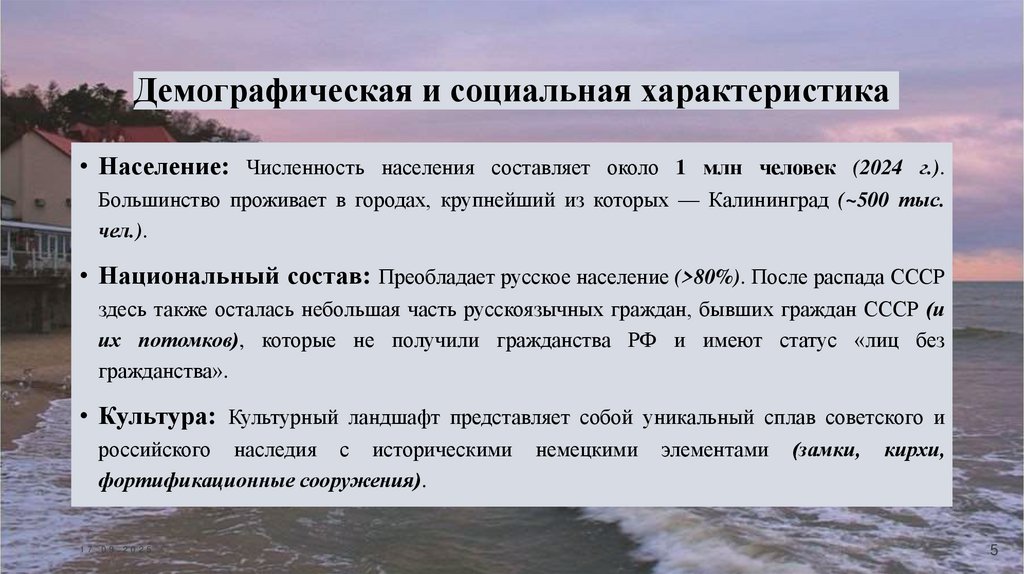 Демографическая и социальная характеристика