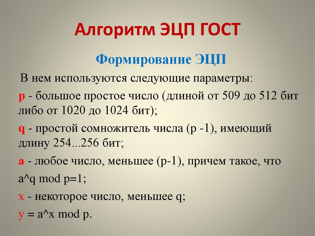 Алгоритм ЭЦП ГОСТ