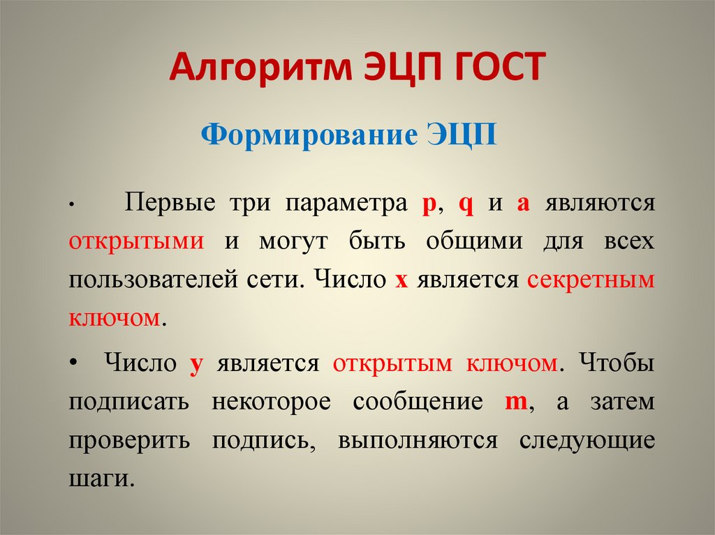 Алгоритм ЭЦП ГОСТ