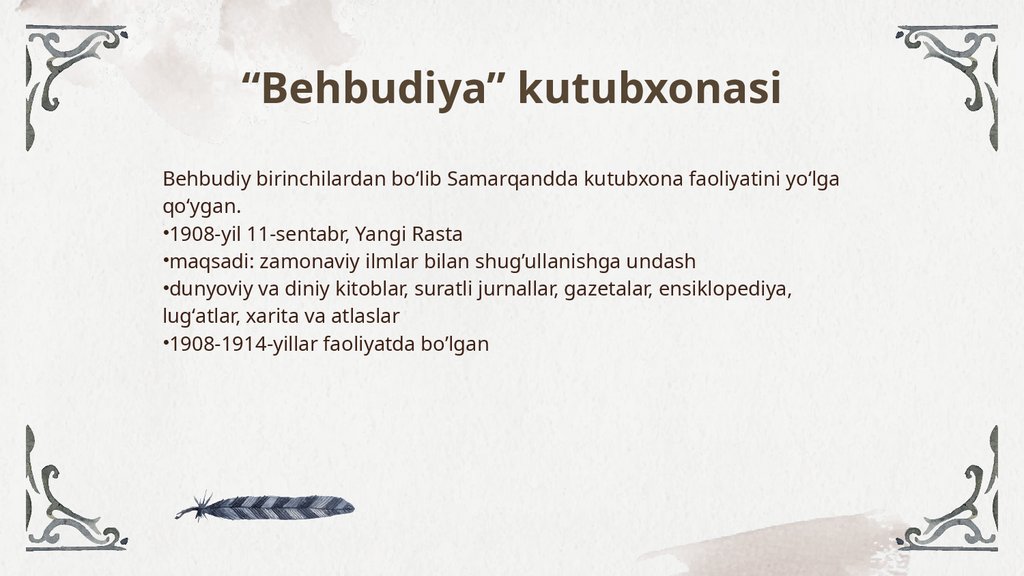 “Behbudiya” kutubxonasi