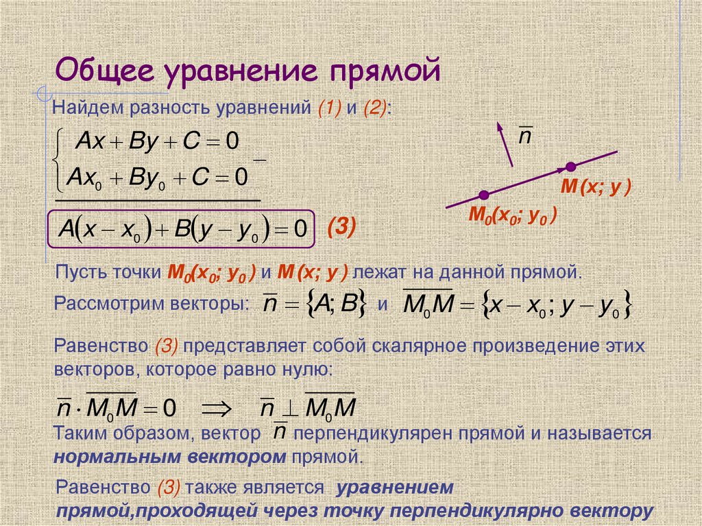 Общее уравнение прямой