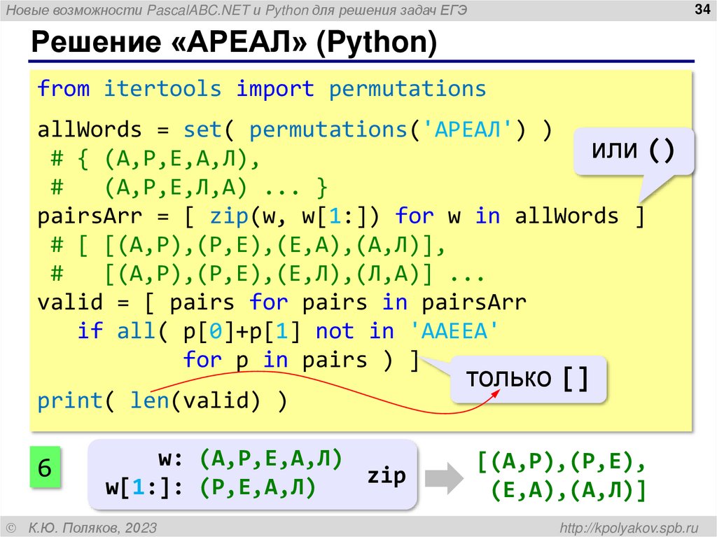 Решение «АРЕАЛ» (Python)