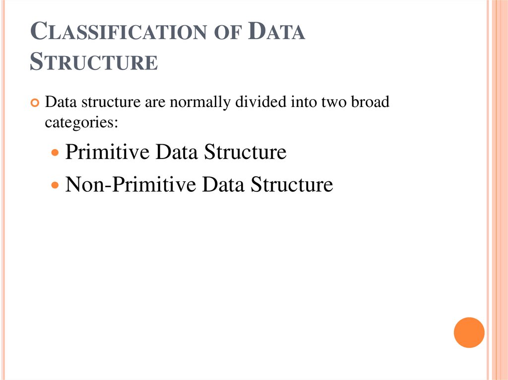 Classification of Data Structure