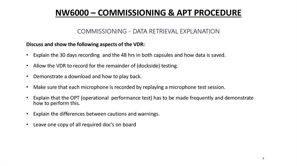 NW6000 – commissioning & apt procedure