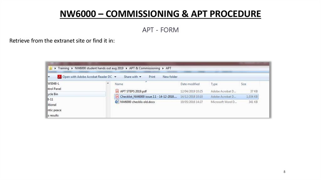 NW6000 – commissioning & apt procedure