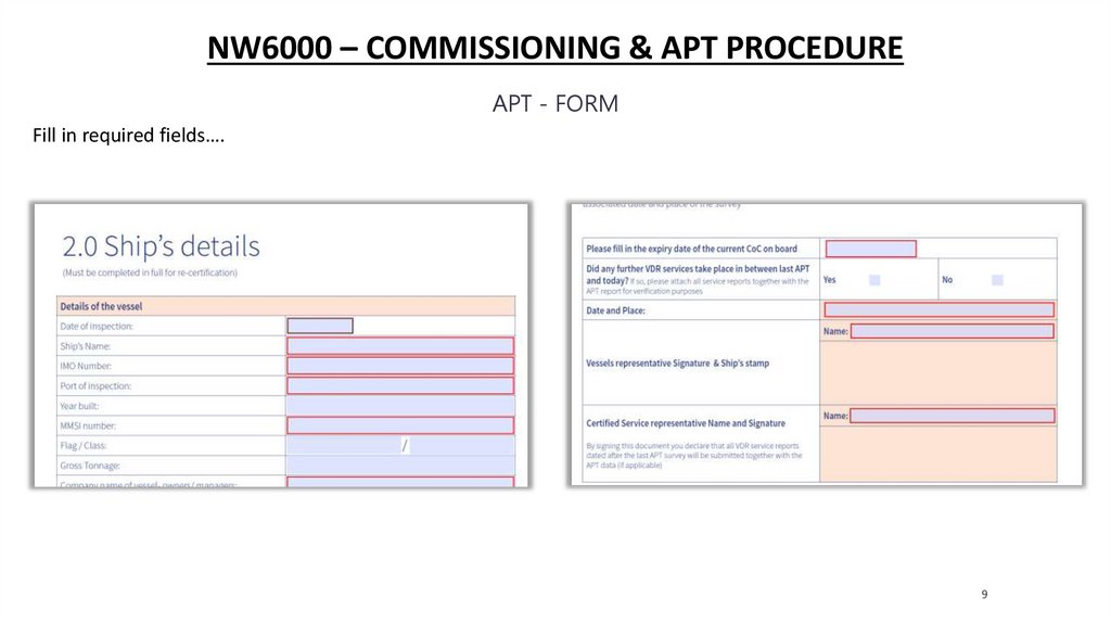 NW6000 – commissioning & apt procedure