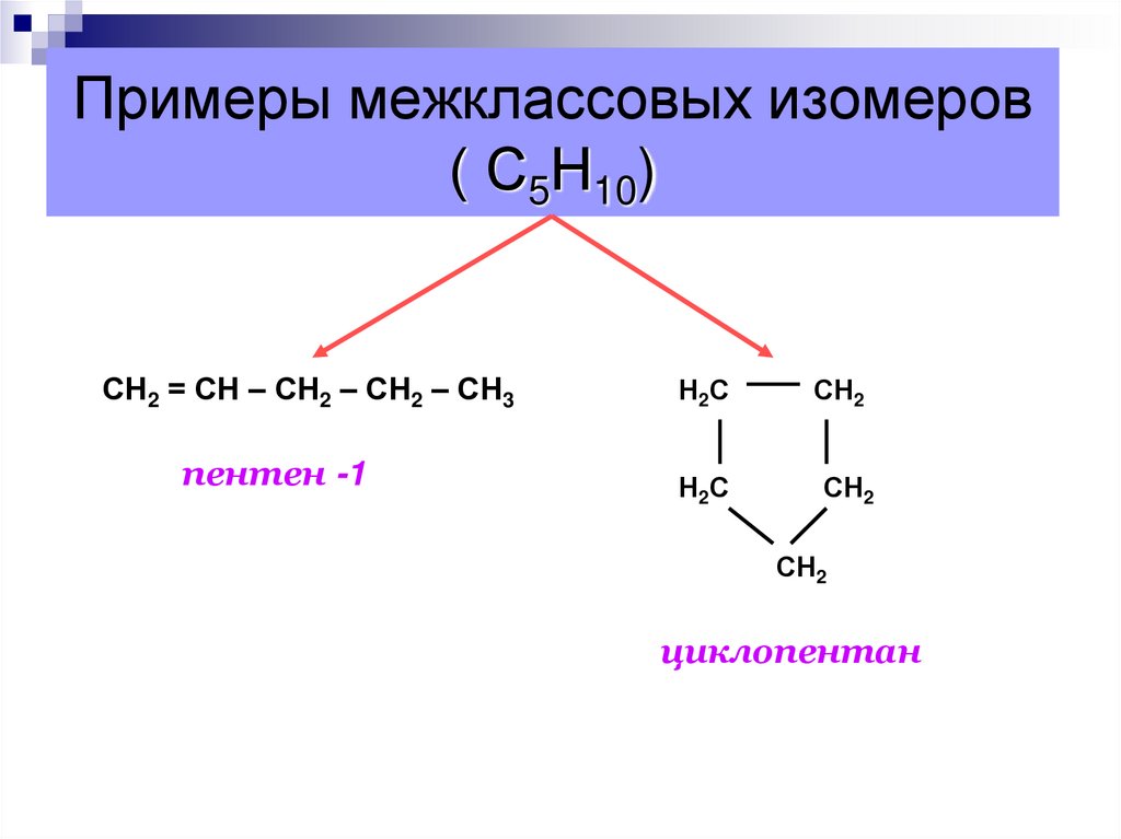 Примеры межклассовых изомеров ( С5Н10)
