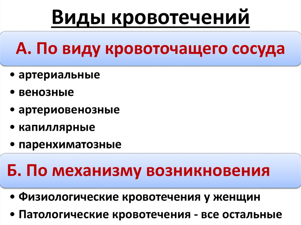 Виды кровотечений