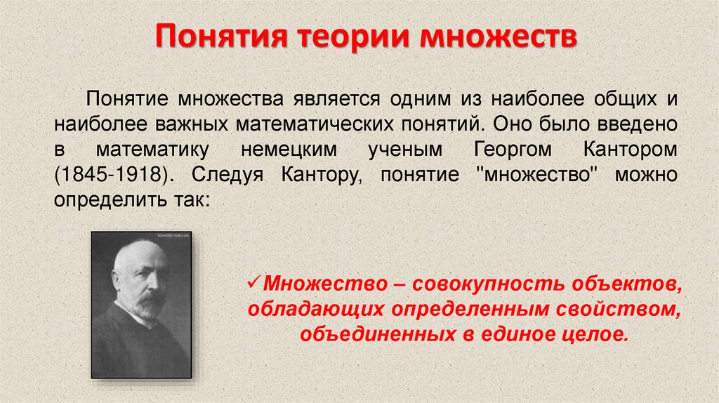 Понятия теории множеств