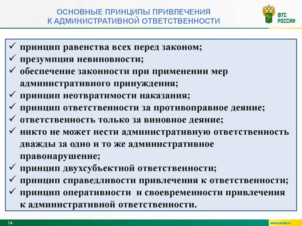 Основные принципы привлечения к административной ответственности