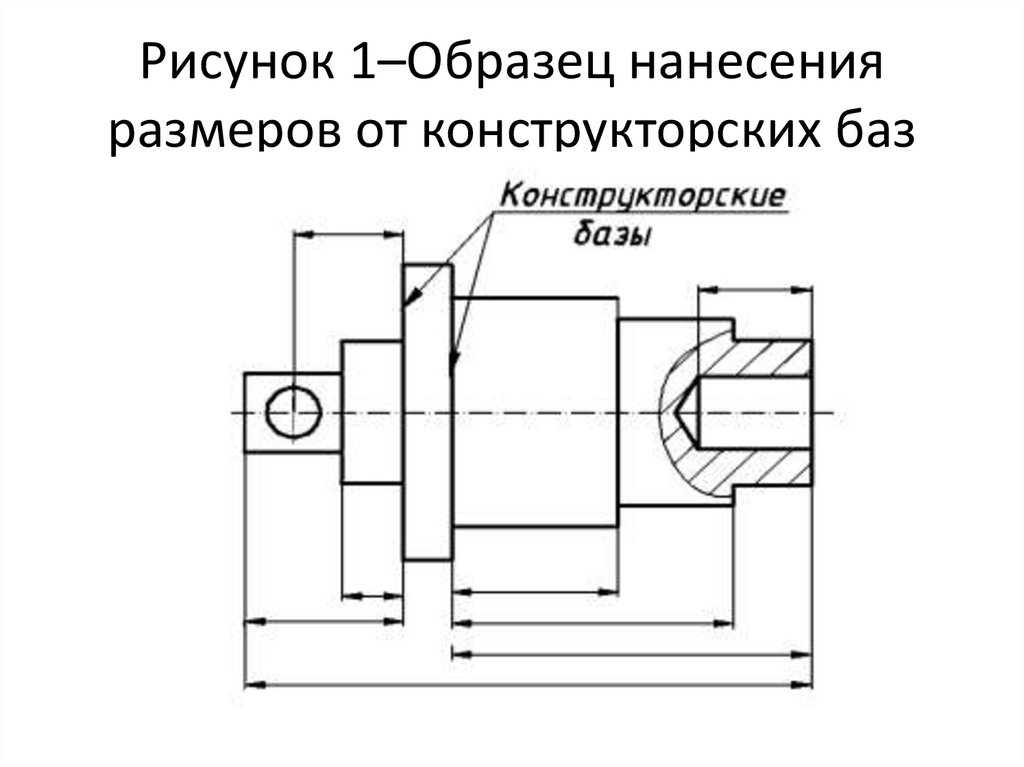 Рисунок 1–Образец нанесения размеров от конструкторских баз