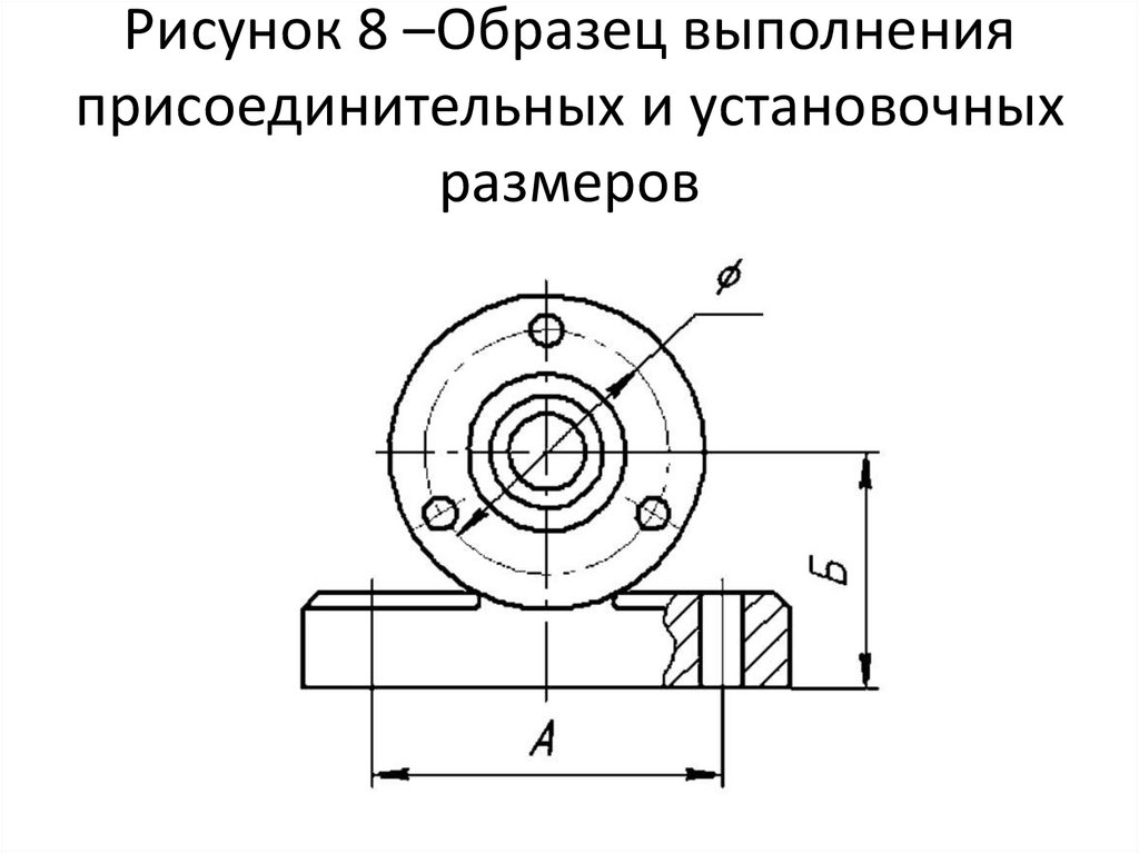 Рисунок 8 –Образец выполнения присоединительных и установочных размеров
