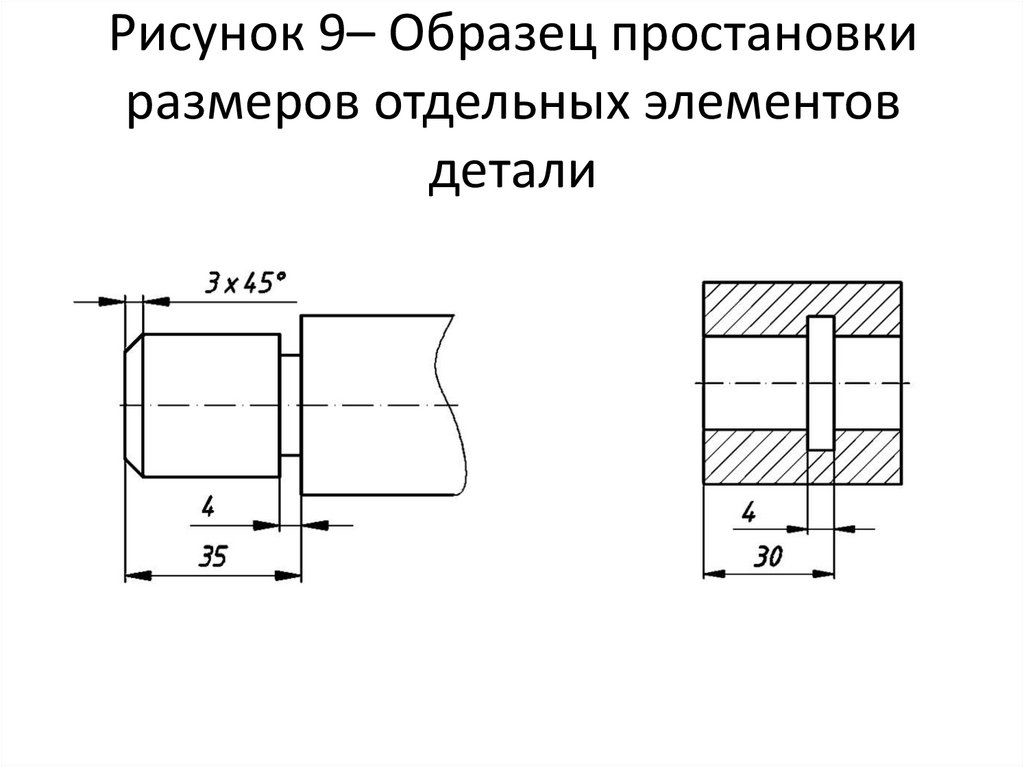 Рисунок 9– Образец простановки размеров отдельных элементов детали