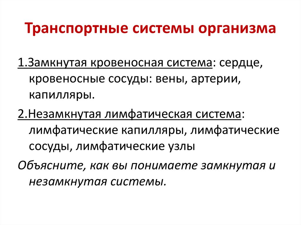 Транспортные системы организма