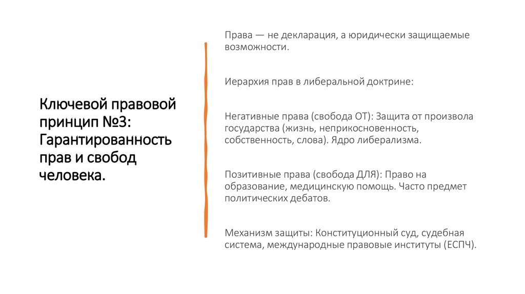 Ключевой правовой принцип №3: Гарантированность прав и свобод человека.