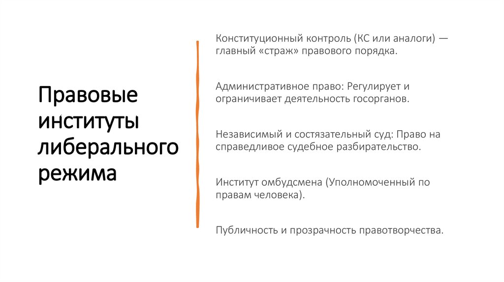 Правовые институты либерального режима