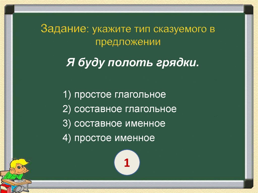 Задание: укажите тип сказуемого в предложении