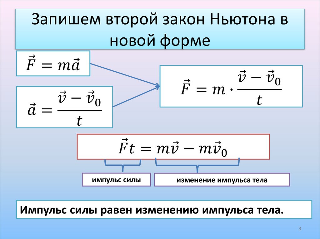 Запишем второй закон Ньютона в новой форме