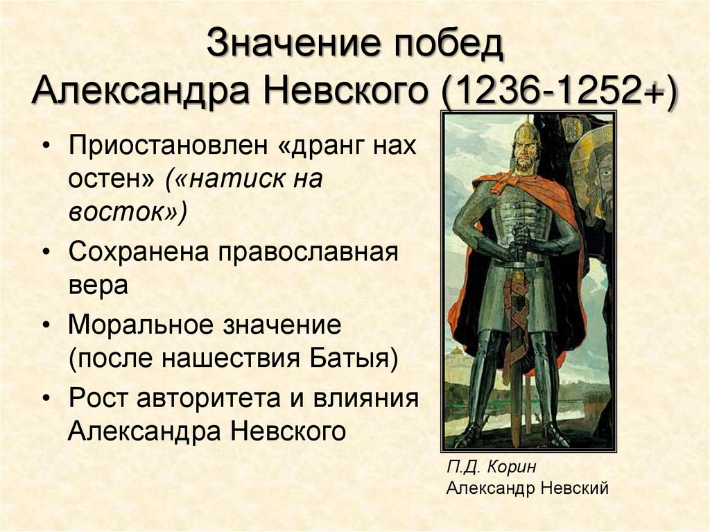 Значение побед Александра Невского (1236-1252+)