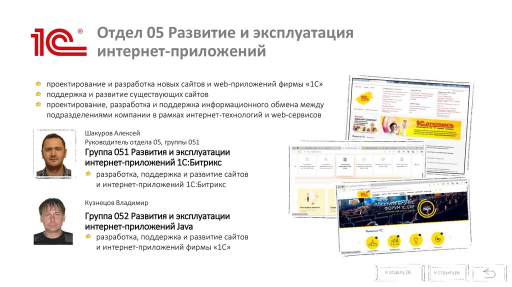 Отдел 05 Развитие и эксплуатация интернет-приложений