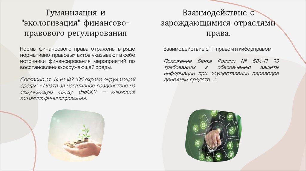 Взаимодействие с зарождающимися отраслями права.