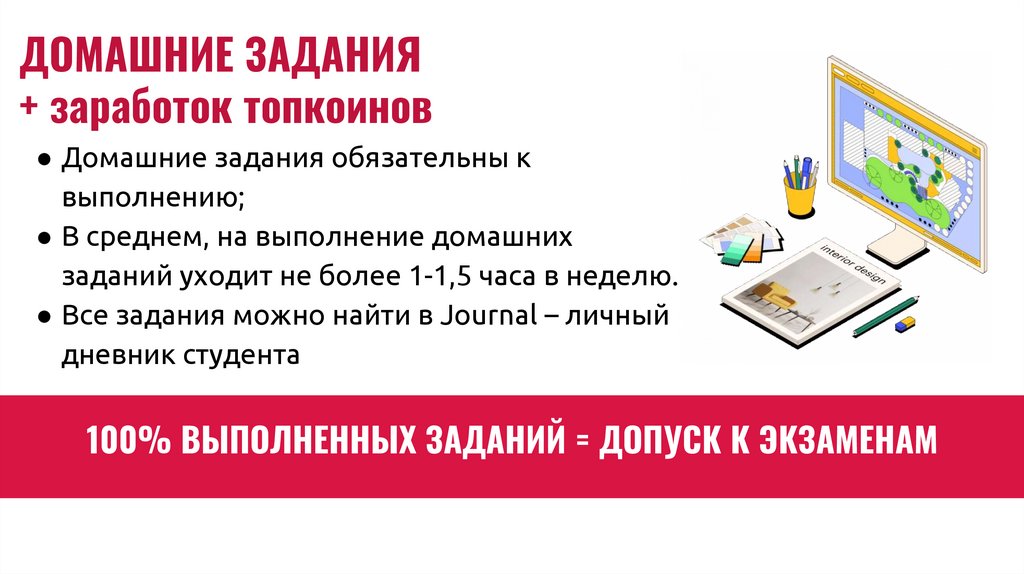 100% ВЫПОЛНЕННЫХ ЗАДАНИЙ = ДОПУСК К ЭКЗАМЕНАМ