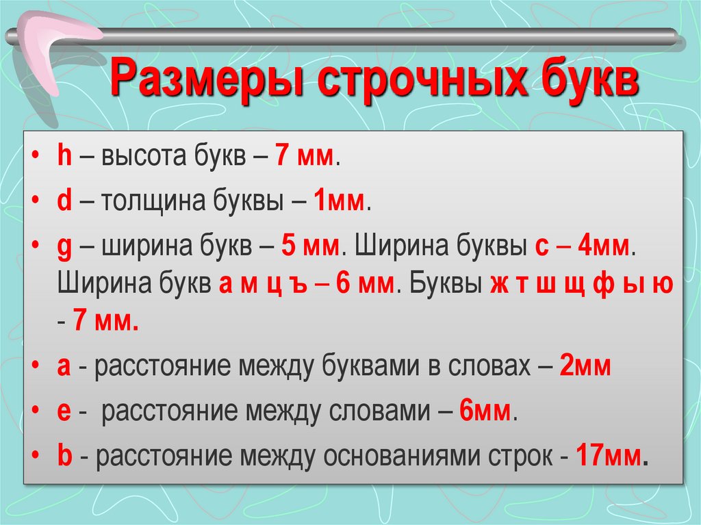 Размеры строчных букв