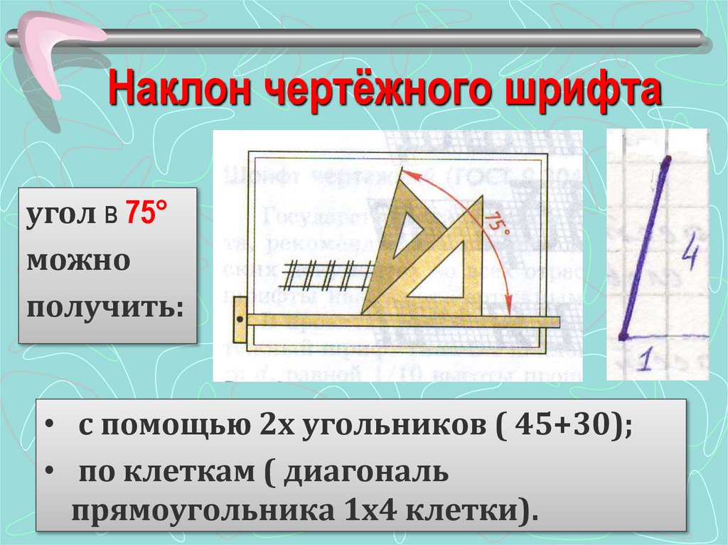 Наклон чертёжного шрифта