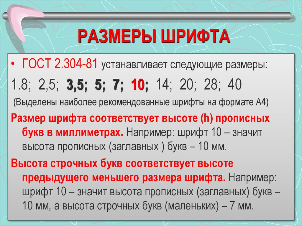 РАЗМЕРЫ ШРИФТА