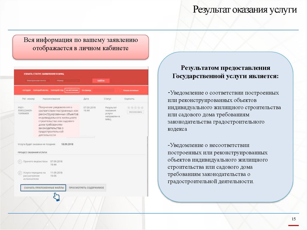 Результат оказания услуги