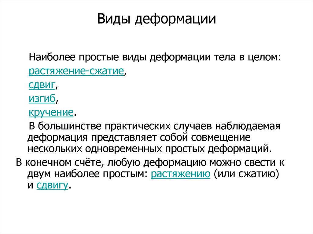 Виды деформации