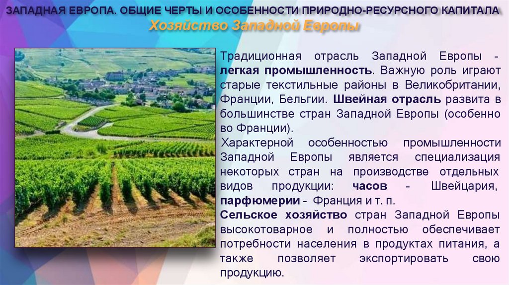 Хозяйство Западной Европы