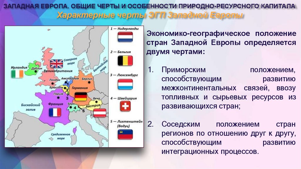 Характерные черты ЭГП Западной Европы