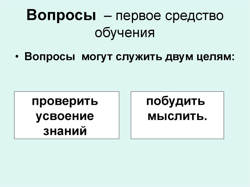 Вопросы  – первое средство обучения