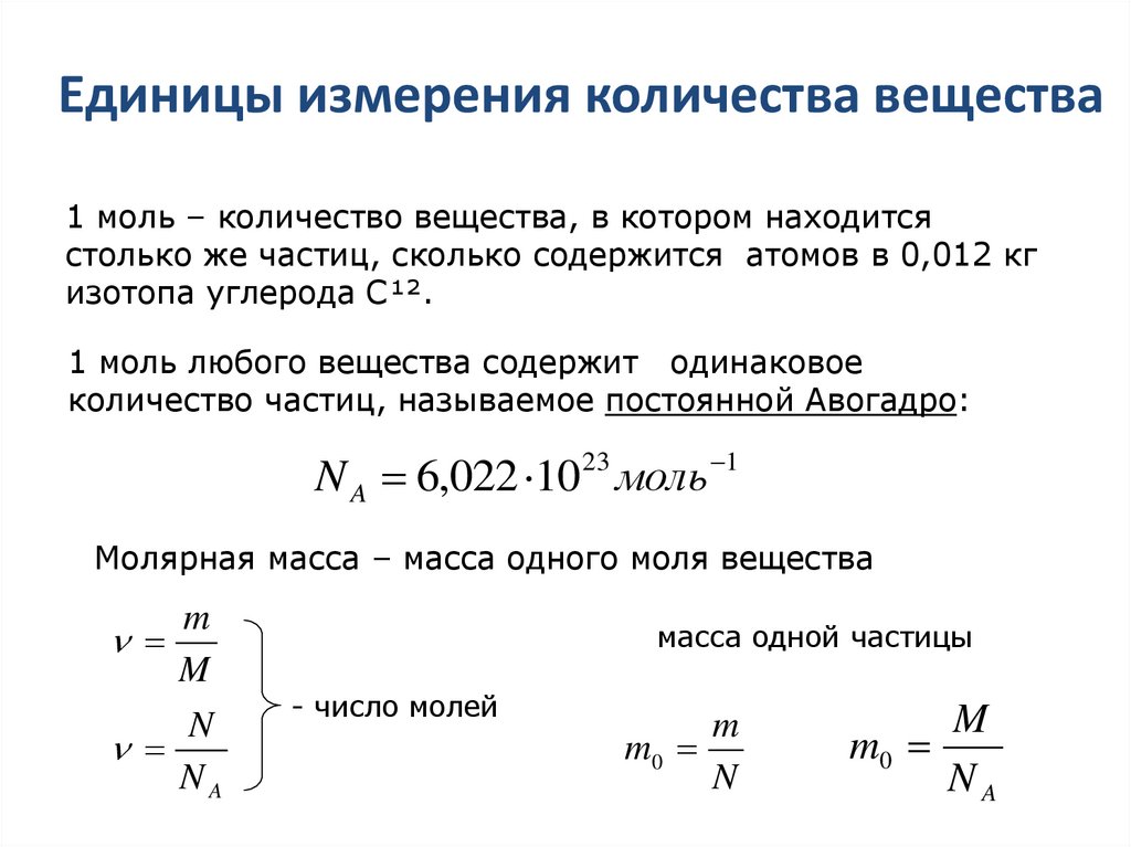 Единицы измерения количества вещества