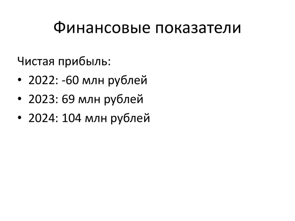 Финансовые показатели