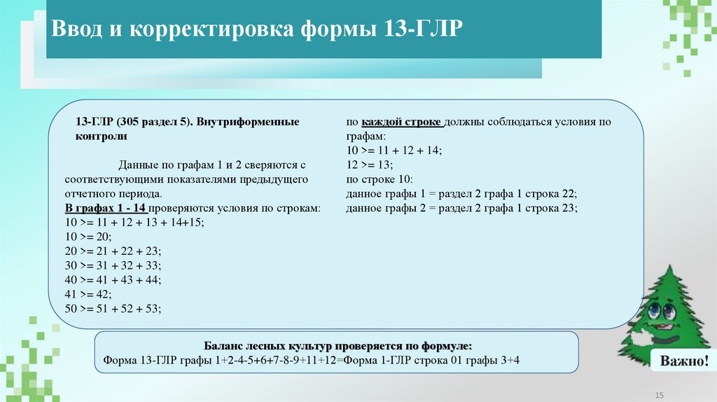 Ввод и корректировка формы 13-ГЛР