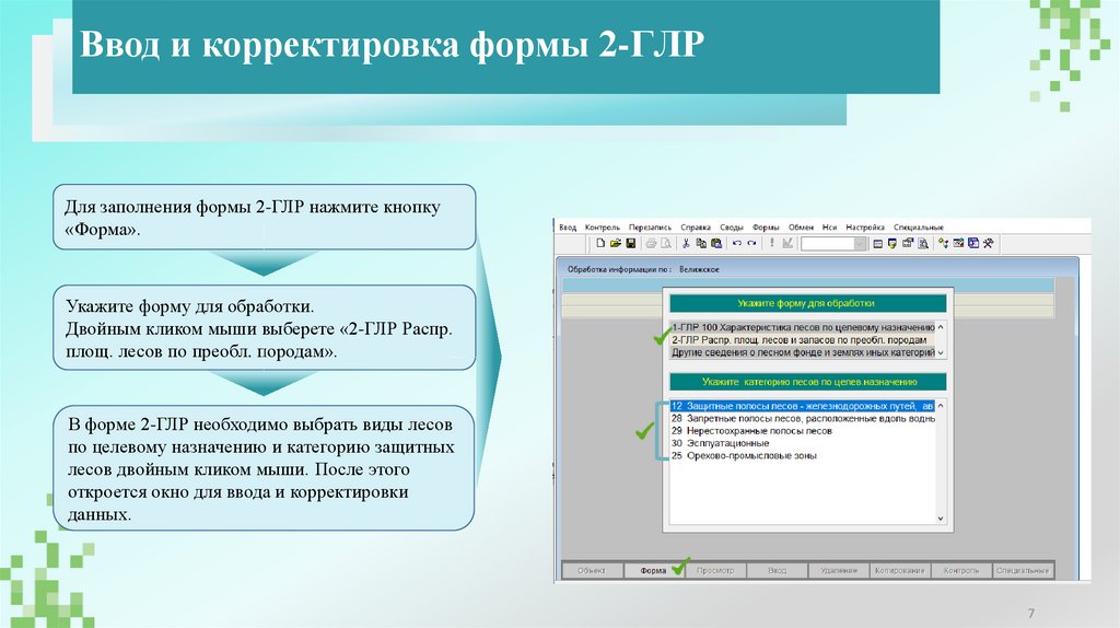 Ввод и корректировка формы 2-ГЛР