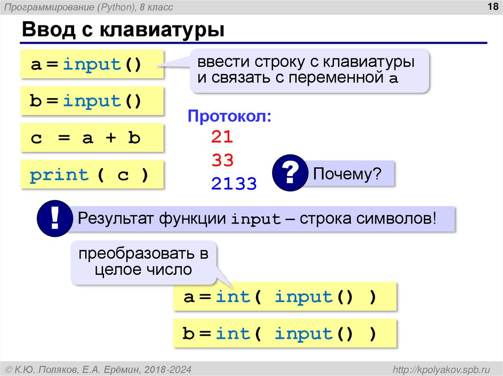 Ввод с клавиатуры